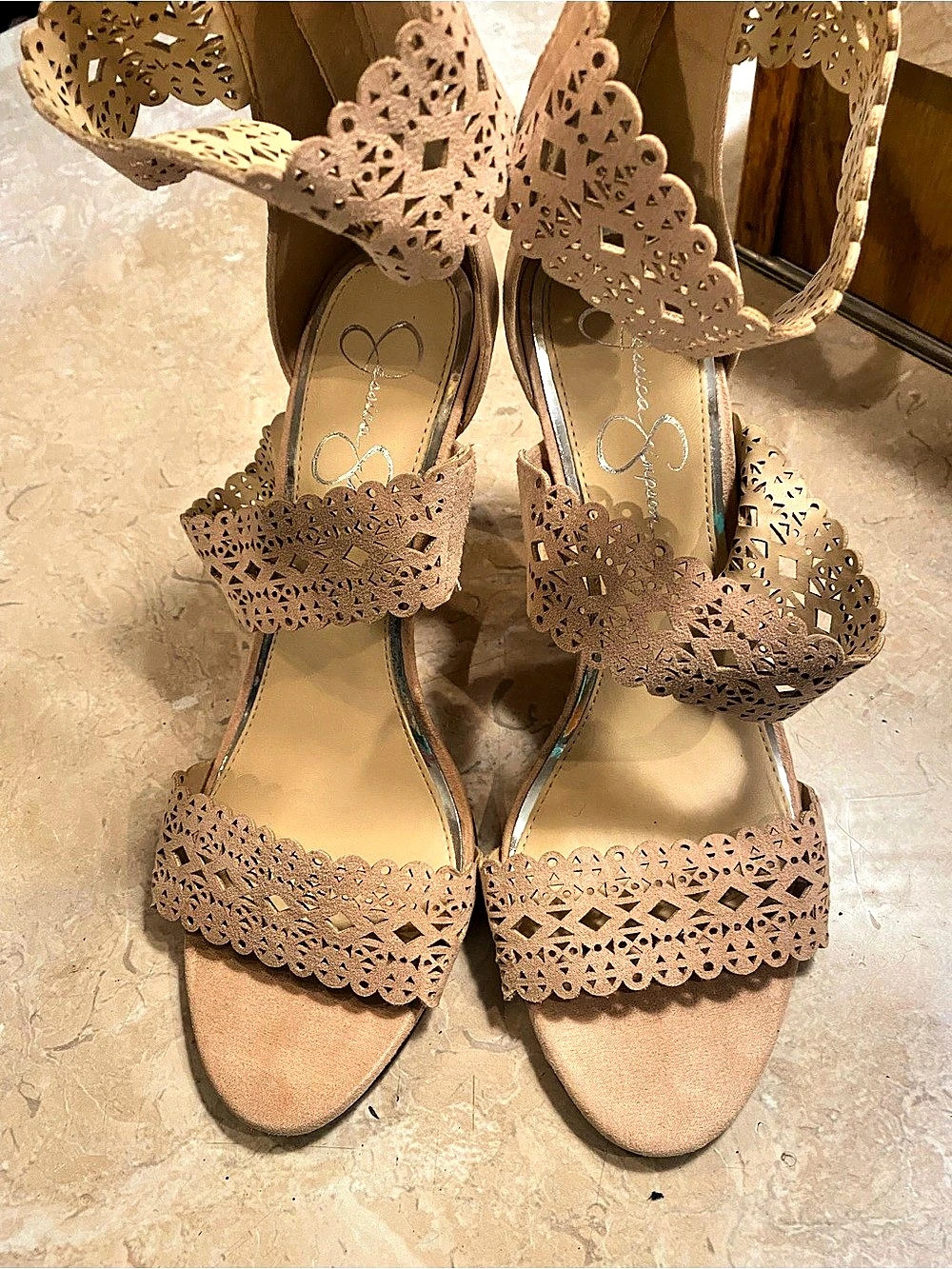 Jessica Simpson Jastia Laser-Cut Heels in Pink